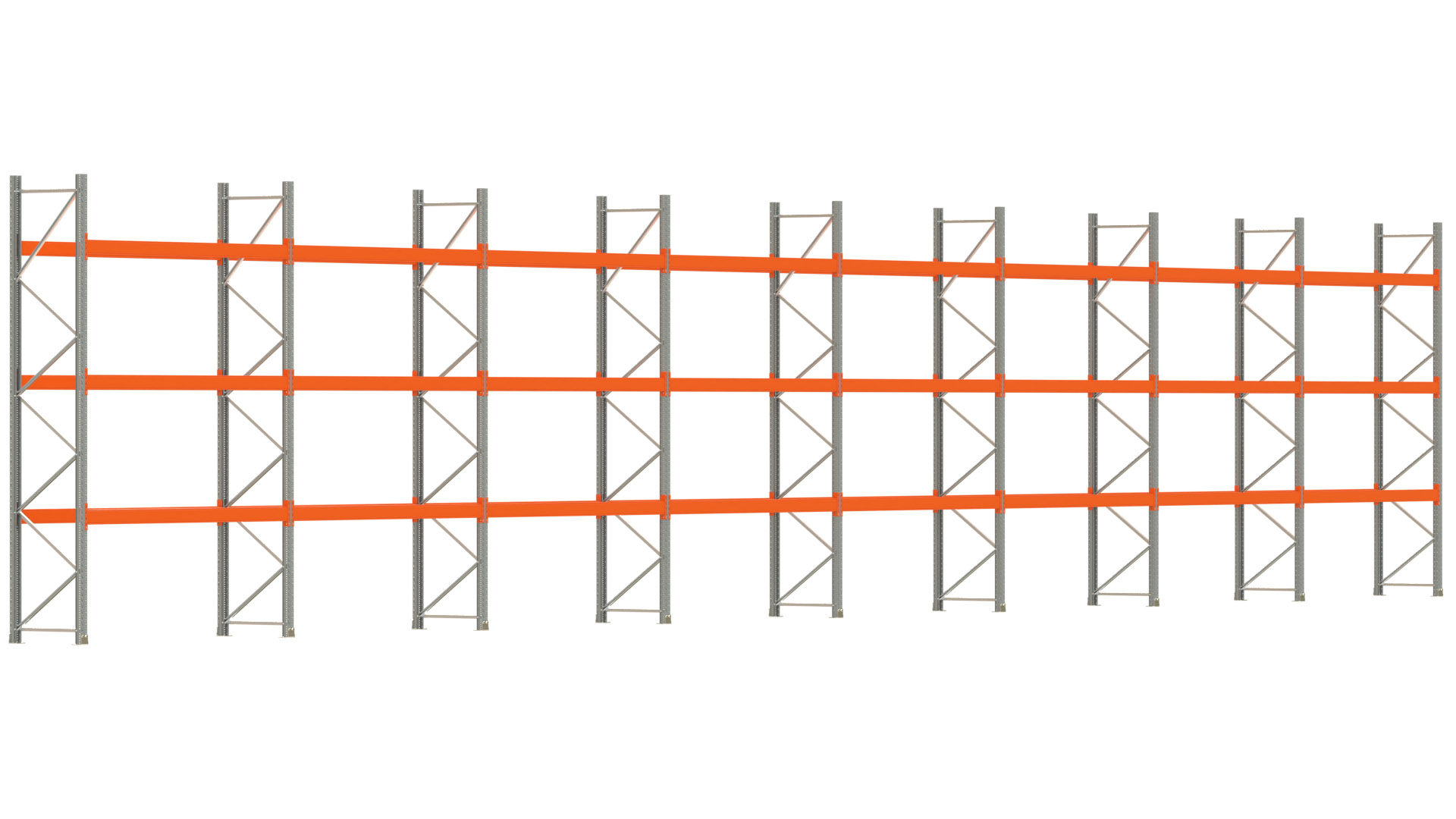 Palettenregal ARTUS - Breite 2236,5 cm - Höhe 400 cm - Tiefe 80 cm - Fachlast 2910 kg - 64 Palettenstellplätze