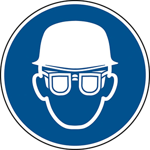 Gebotsschild, Kopf- und Augenschutz benutzen, Kunststoff, Durchm. 200 mm