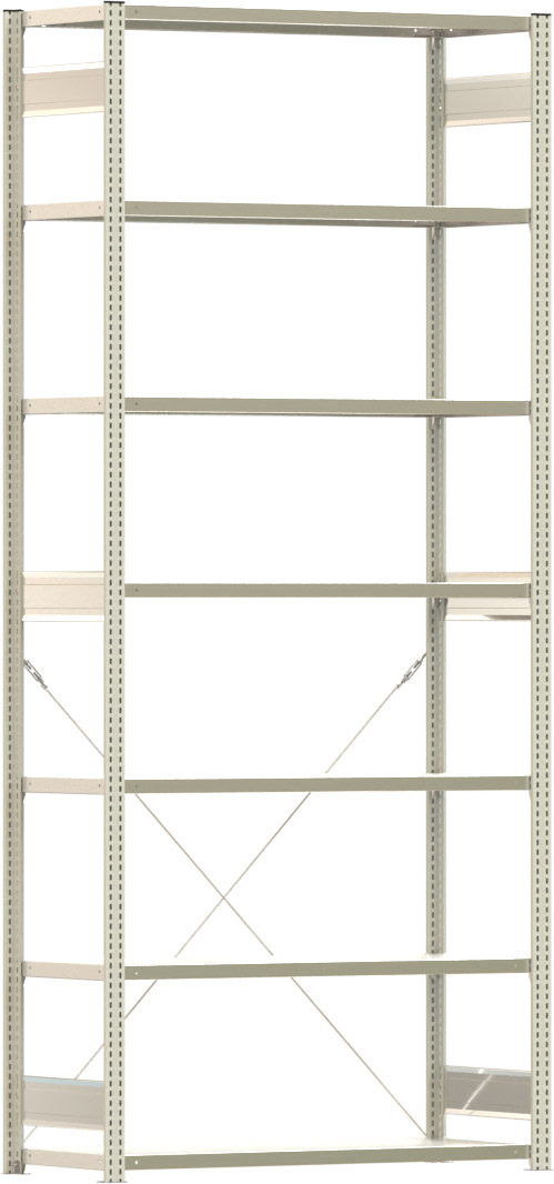 Fachbodenregal BERT - Breite: 128,5 cm - Tiefe: 50 cm - Höhe: 300 cm - 7 Böden - Grundregal