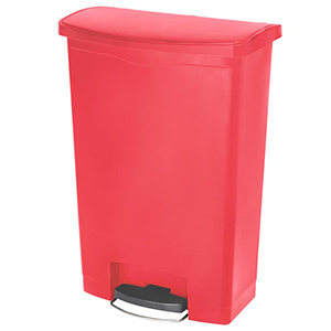 Tret-Abfallsammler, Kunststoff, Volumen 90 l, BxTxH 570x353x826 mm, Pedal an breiter Seite, rot