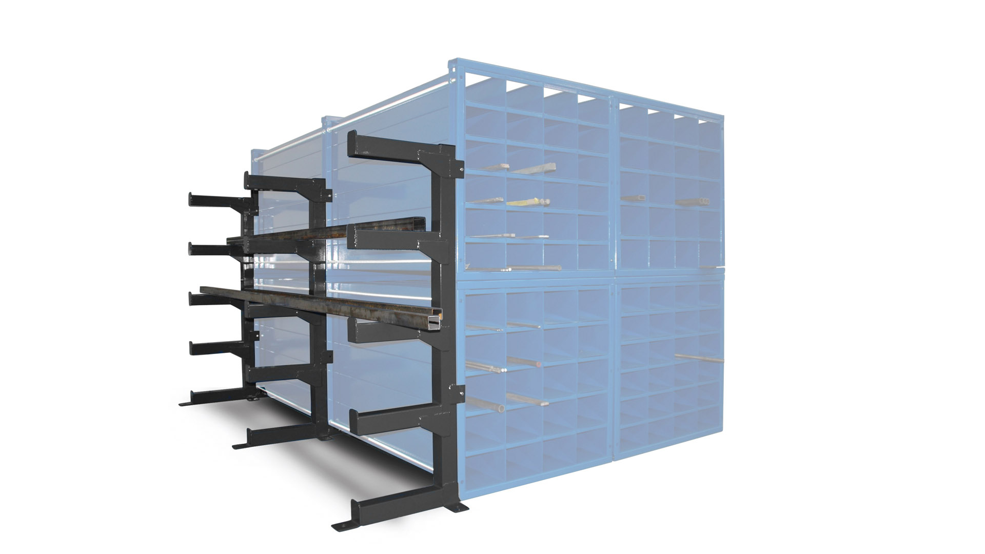 Kragarmregal für Wabenregal mit Tiefe 3000 mm, RAL 7016 anthrazitgrau
