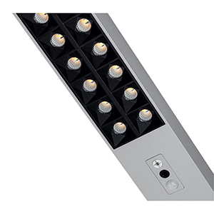 LED-Tischleuchte SIRIUS, mit Licht- + Bewegungssensor, dimmbar, Tischklemme, Leuchtenkopf  1120x64 mm, Höhe 1200 mm,  81 W, silber