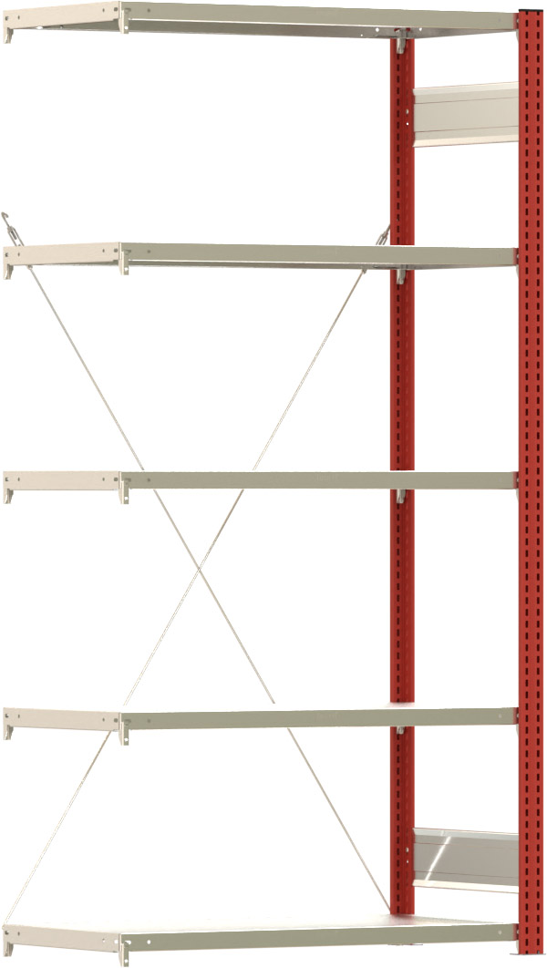 Fachbodenregal BERT - Breite: 100,5 cm - Tiefe: 50 cm - Höhe: 200 cm - 5 Böden - Anbauregal