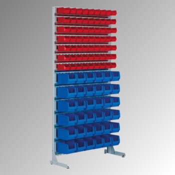 Stationäres Regal mit Sichtlagerkästen einseitig - 48 Kästen - flexibles Stecksystem - robust und kippsicher - 1.510 x 1.010 x 400 mm (HxBxT)