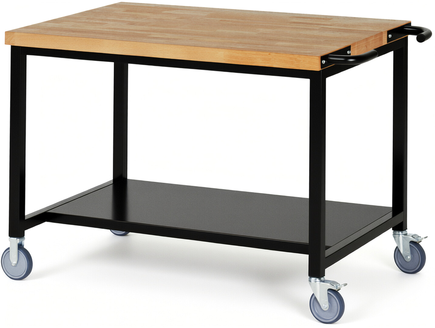 RAU Werkbank schwarz - Breite 125 cm - Tiefe 90 cm - Höhe 88 cm - Buche-Massiv Arbeitsplatte 40 mm