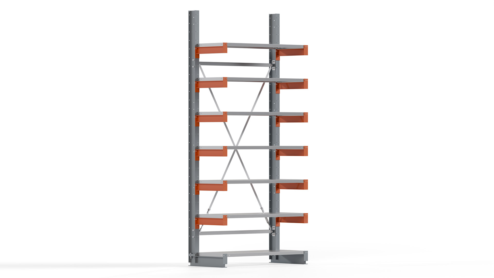 Kragarmregal KARL basic - lackiert - Breite: 128 cm - Höhe: 300 cm - Tiefe: 50 cm - Traglast je Kragarm: 870 kg - einseitig