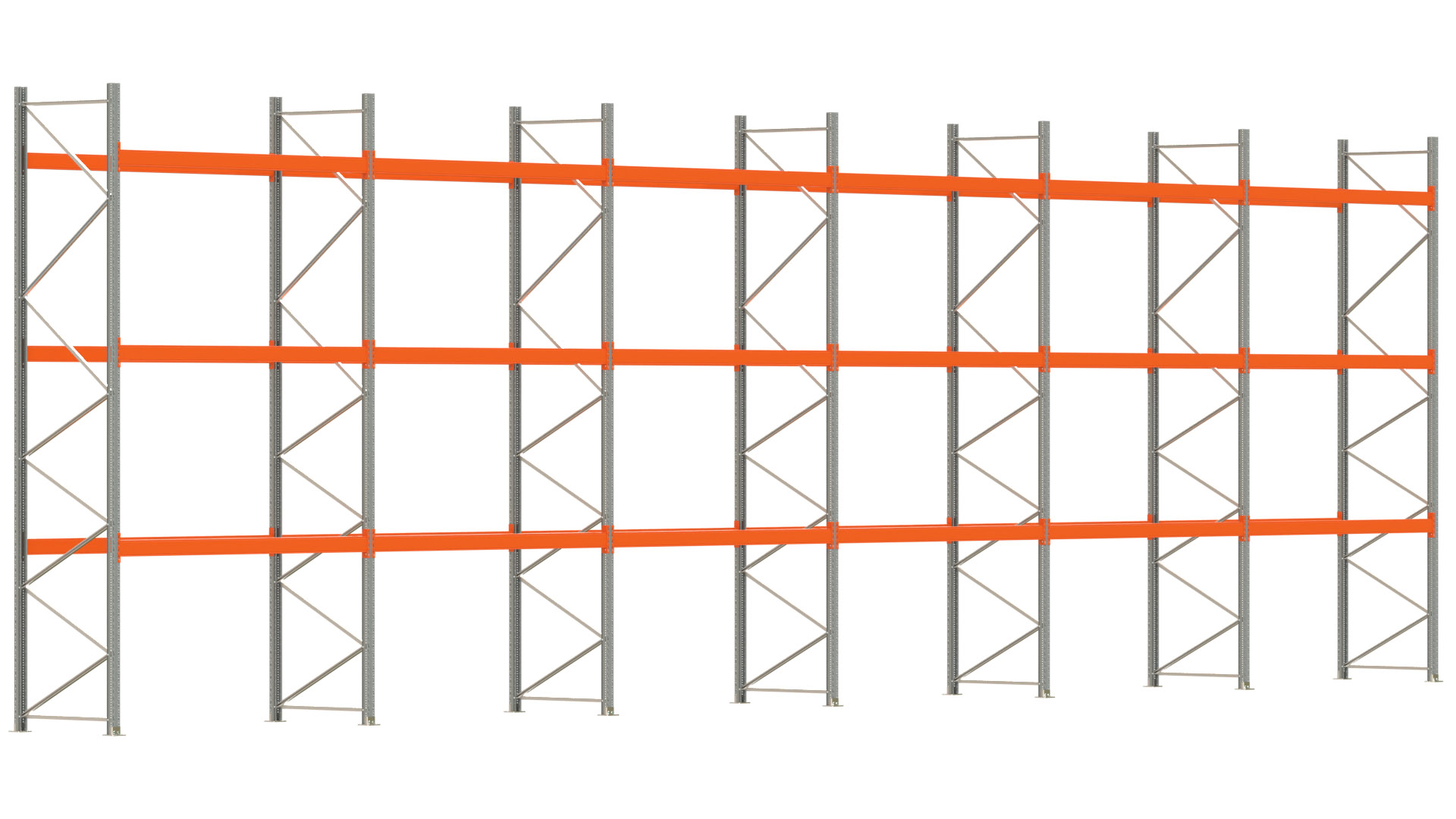 Palettenregal ARTUS - Breite 1679,5 cm - Höhe 500 cm - Tiefe 110 cm - Fachlast 3000 kg - 72 Palettenstellplätze