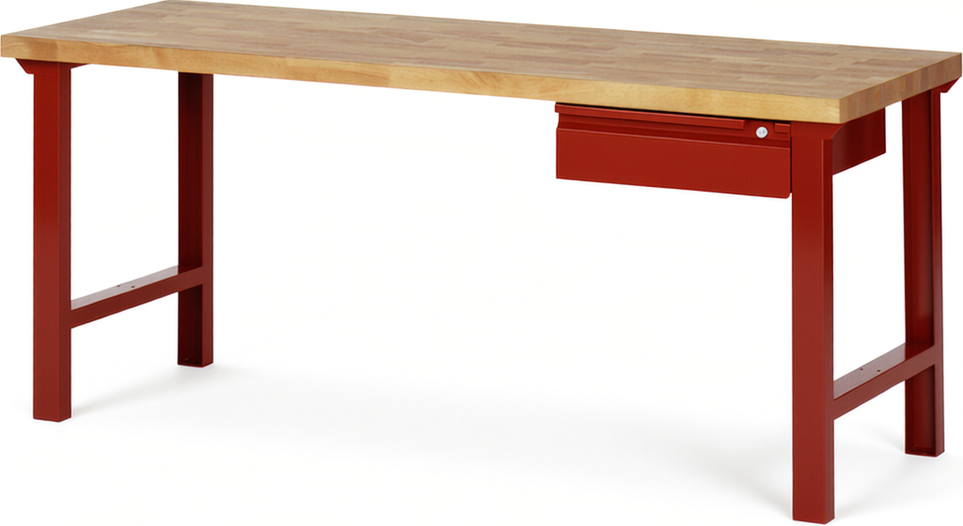 Werkbank rot, Breite 200 cm, Tiefe 70 cm, Höhe 84 cm, 1 Schublade(n), Platte: Buche-Massiv-Arbeitsplatte