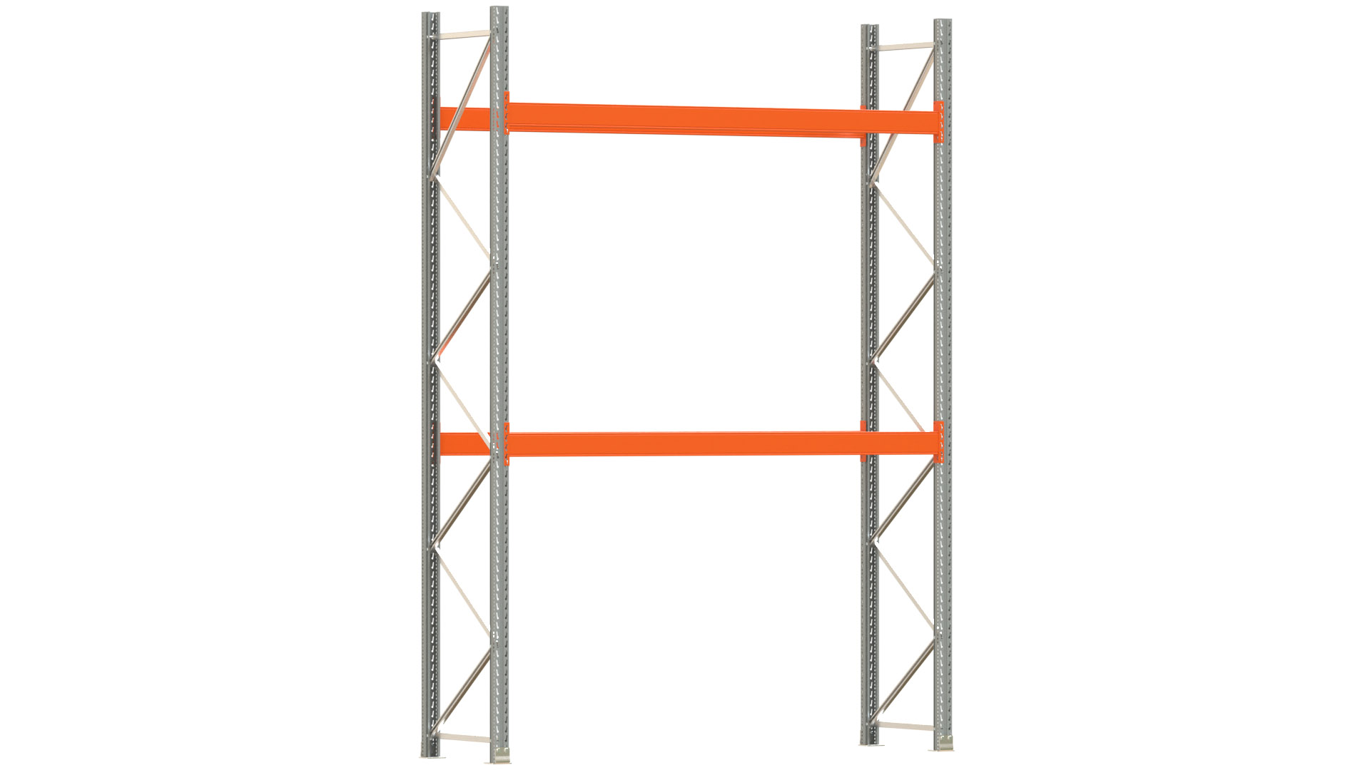 Palettenregal ARTUS - Breite 287 cm - Höhe 400 cm - Tiefe 80 cm - 2 Träger-Ebenen - Fachlast 3000 kg - 6 Palettenstellplätze