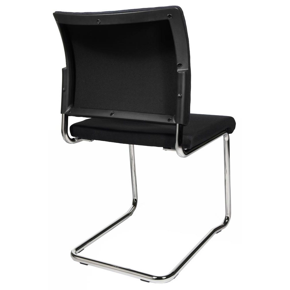 Schwingstuhl, Freischwinger, Sitz-BxTxH 480x450x450 mm, Gesamthöhe 850 mm, Gestell verchromt, Sitz- + Rückenpolster schwarz, VE 2 Stück