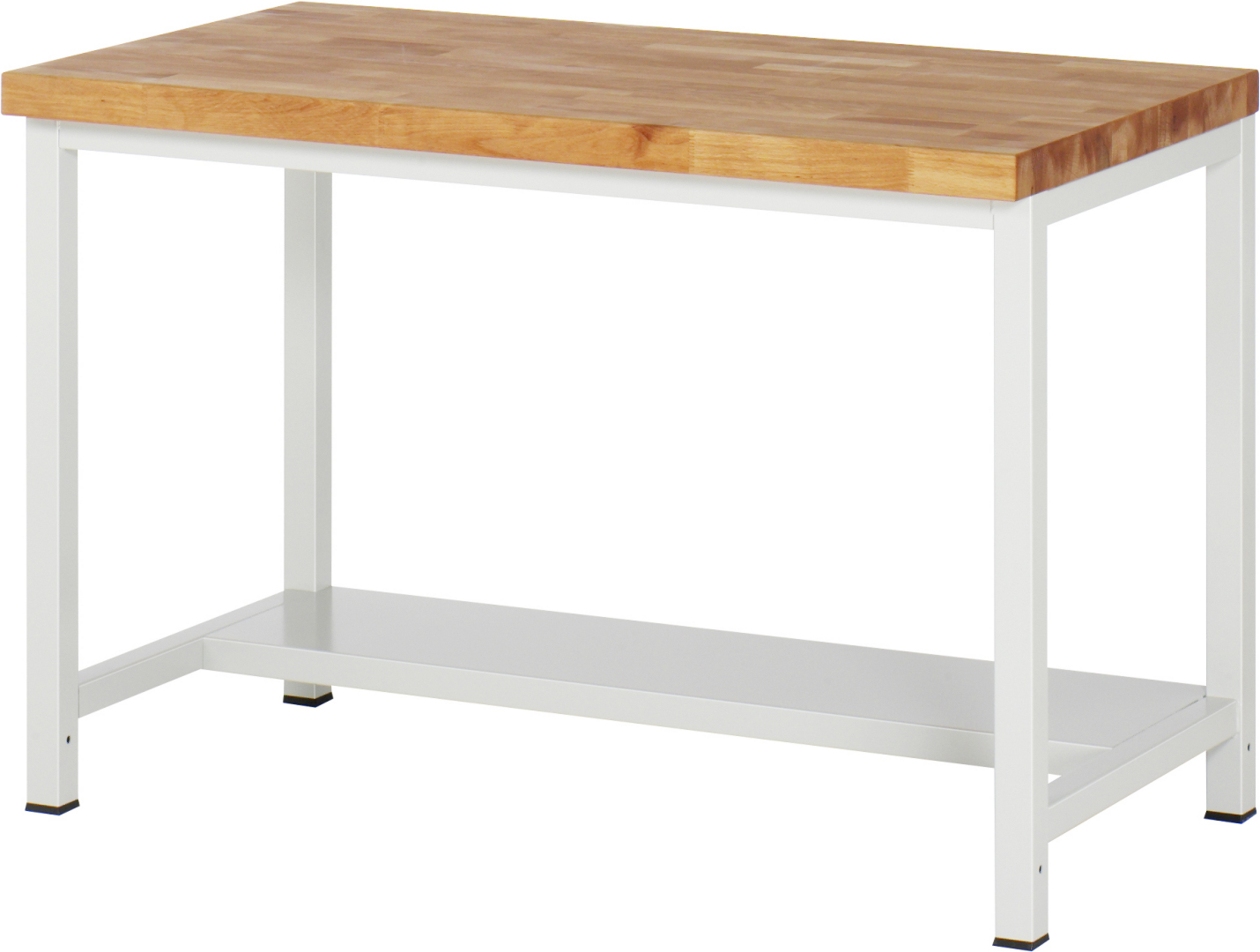 Werkbank Modell 8000 rot, BxTxH 1250x700x840-1040 mm,  Buche-Massiv Arbeitsplatte 40 mm