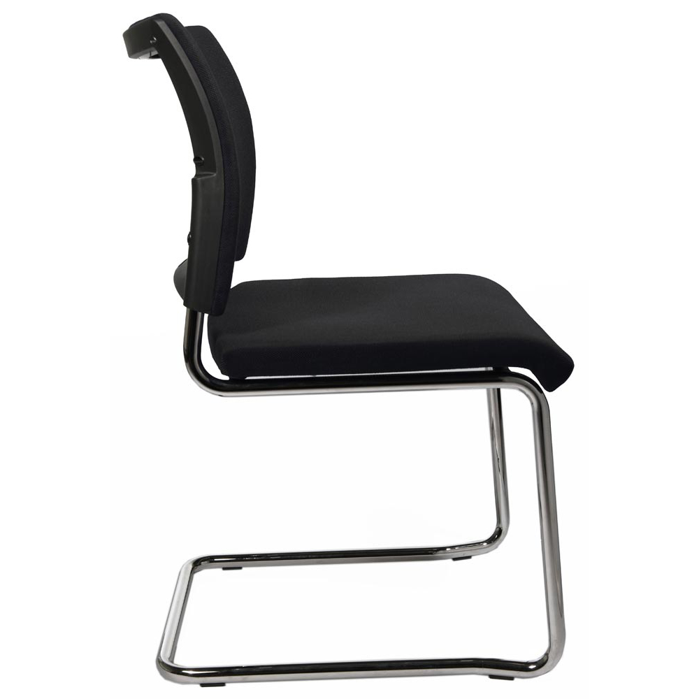 Schwingstuhl, Freischwinger, Sitz-BxTxH 480x450x450 mm, Gesamthöhe 850 mm, Gestell verchromt, Sitz- + Rückenpolster schwarz, VE 2 Stück