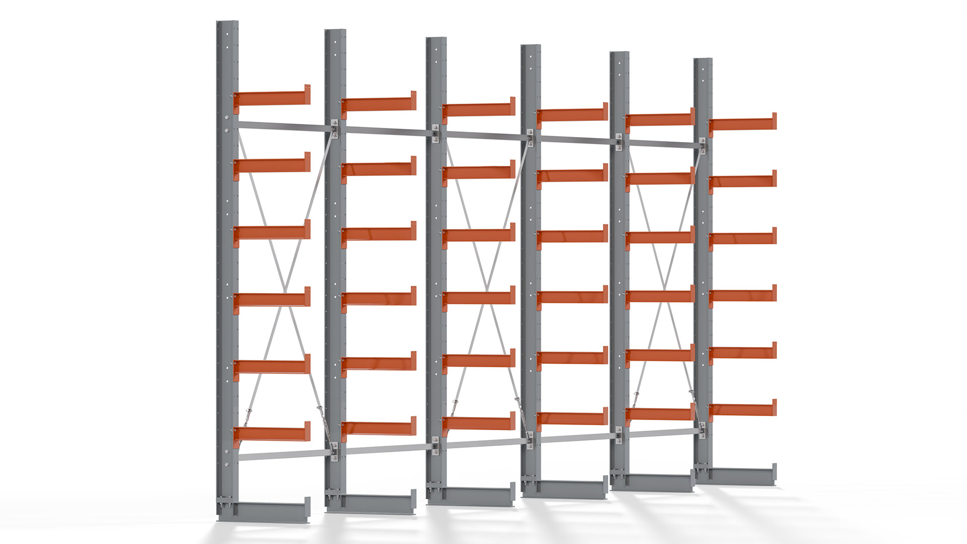 Kragarmregal KARL basic - lackiert - Breite: 640 cm - Höhe: 300 cm - Tiefe: 50 cm - Traglast je Kragarm: 870 kg - einseitig