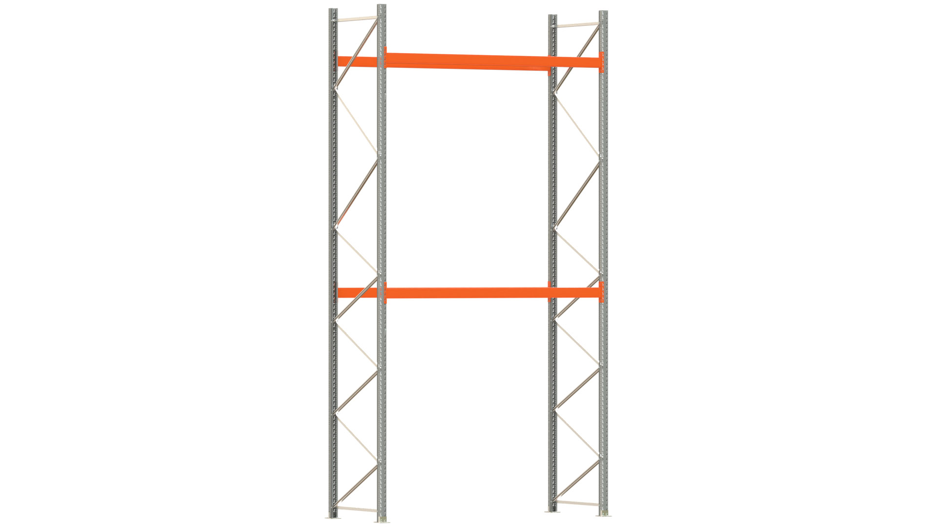 Palettenregal ARTUS - Breite 287 cm - Höhe 550 cm - Tiefe 110 cm - 2 Träger-Ebenen - Fachlast 2000 kg - 9 Palettenstellplätze