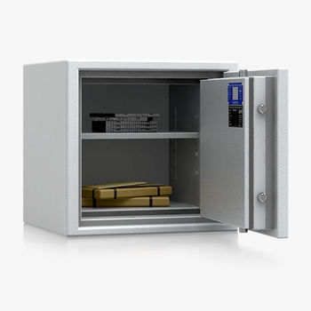 Dokumentensafe, Aktentresor, Geldschrank, Möbeltresor, VdS B S2, 60 Min feuerfest, Tür 1-flügelig, 440 x 463 x 427 mm (HxBxT), Farbe lichtgrau