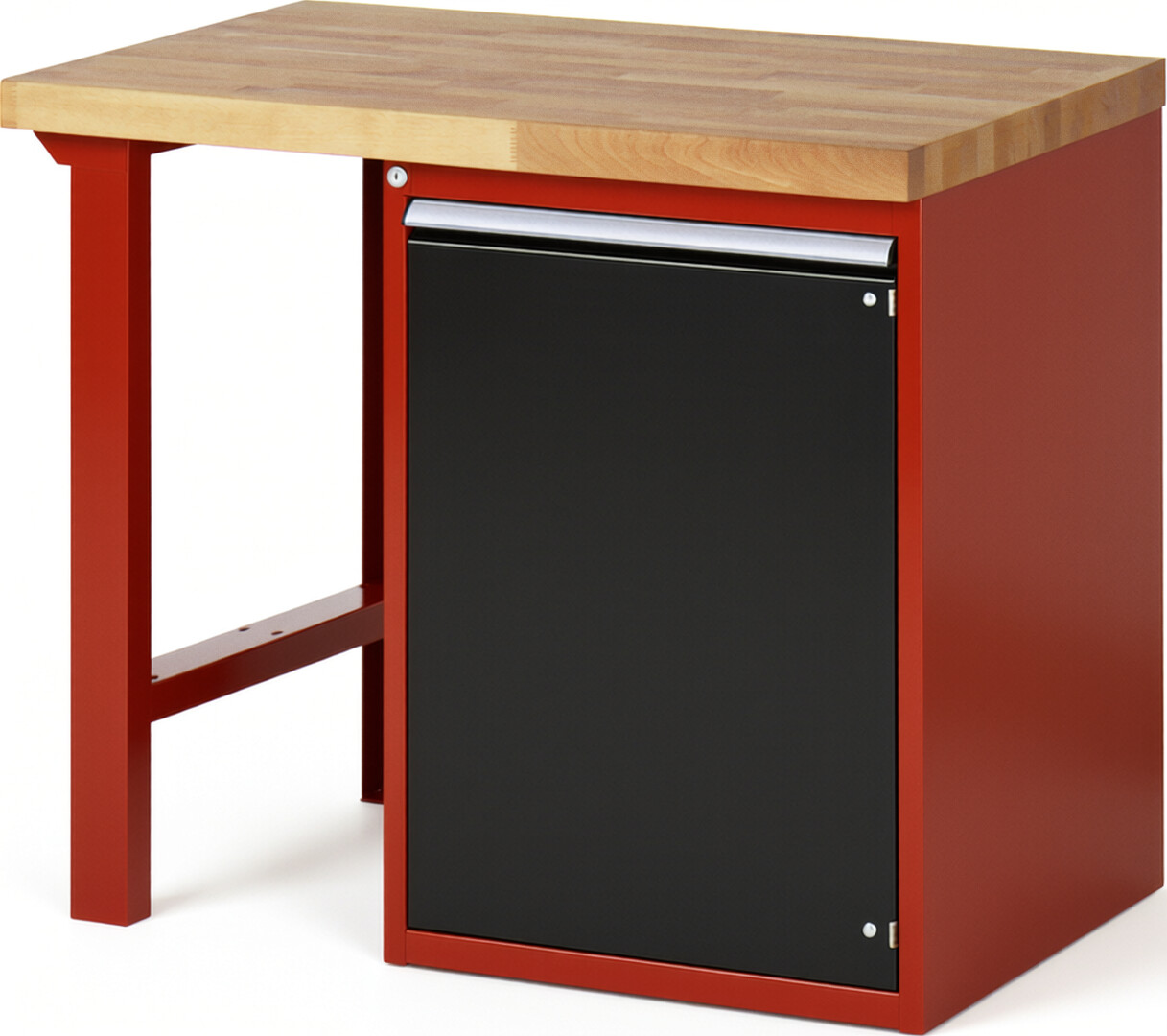 Werkbank Modell 7501 rot - schwarz, BxTxH 1000x700x890 mm,  Buche-Massiv Arbeitsplatte 40 mm