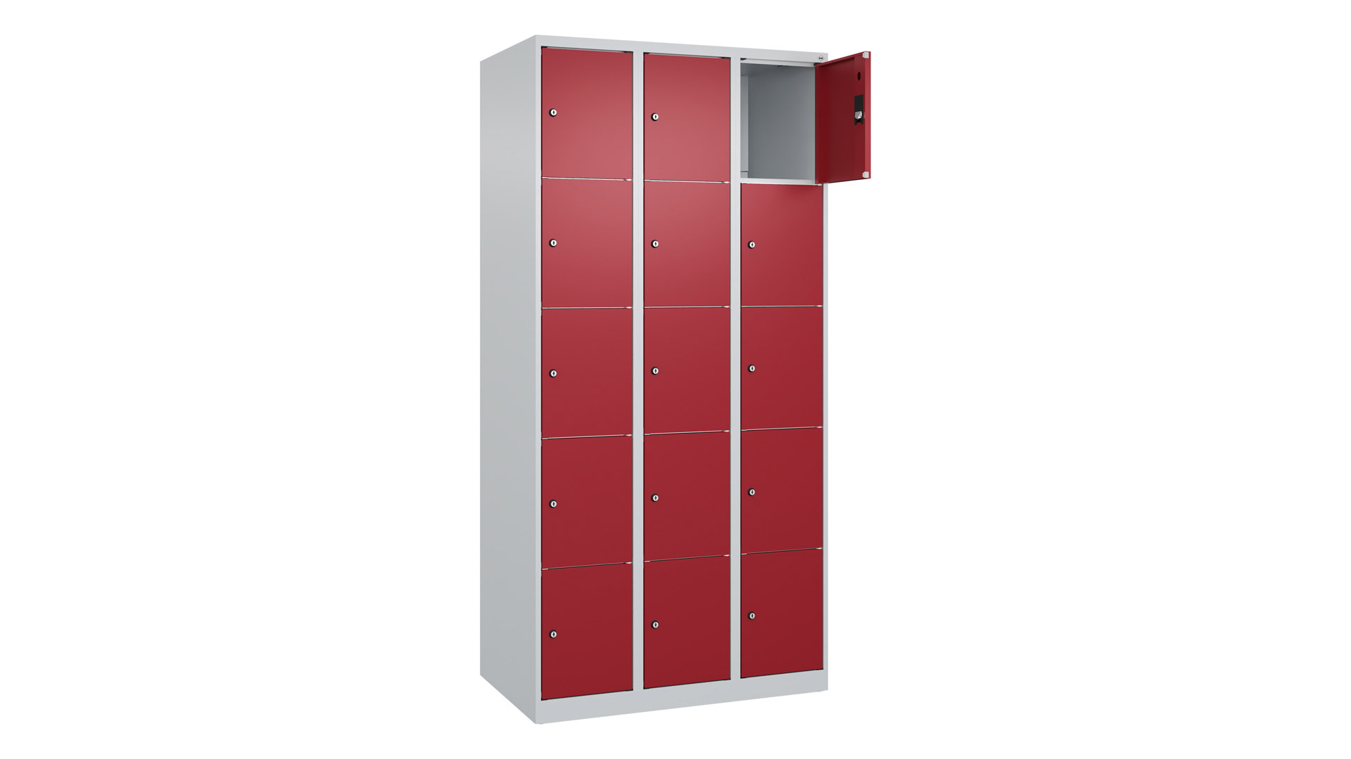 Fächerschrank, Breite 90 cm, Höhe 185 cm, Tiefe 50 cm, 15 Fächer