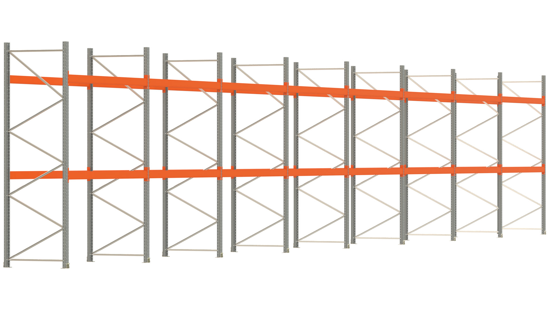 Palettenregal ARTUS - Breite 2236,5 cm - Höhe 350 cm - Tiefe 110 cm - Fachlast 3000 kg - 72 Palettenstellplätze