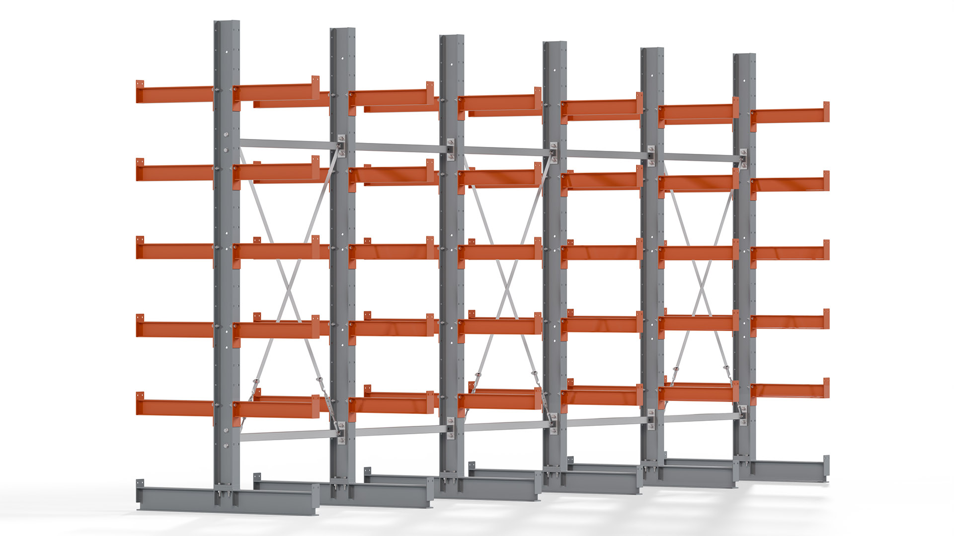 Kragarmregal KARL basic - lackiert - Breite: 500 cm - Höhe: 250 cm - Tiefe: 50 cm - Traglast je Kragarm: 870 kg - beidseitig