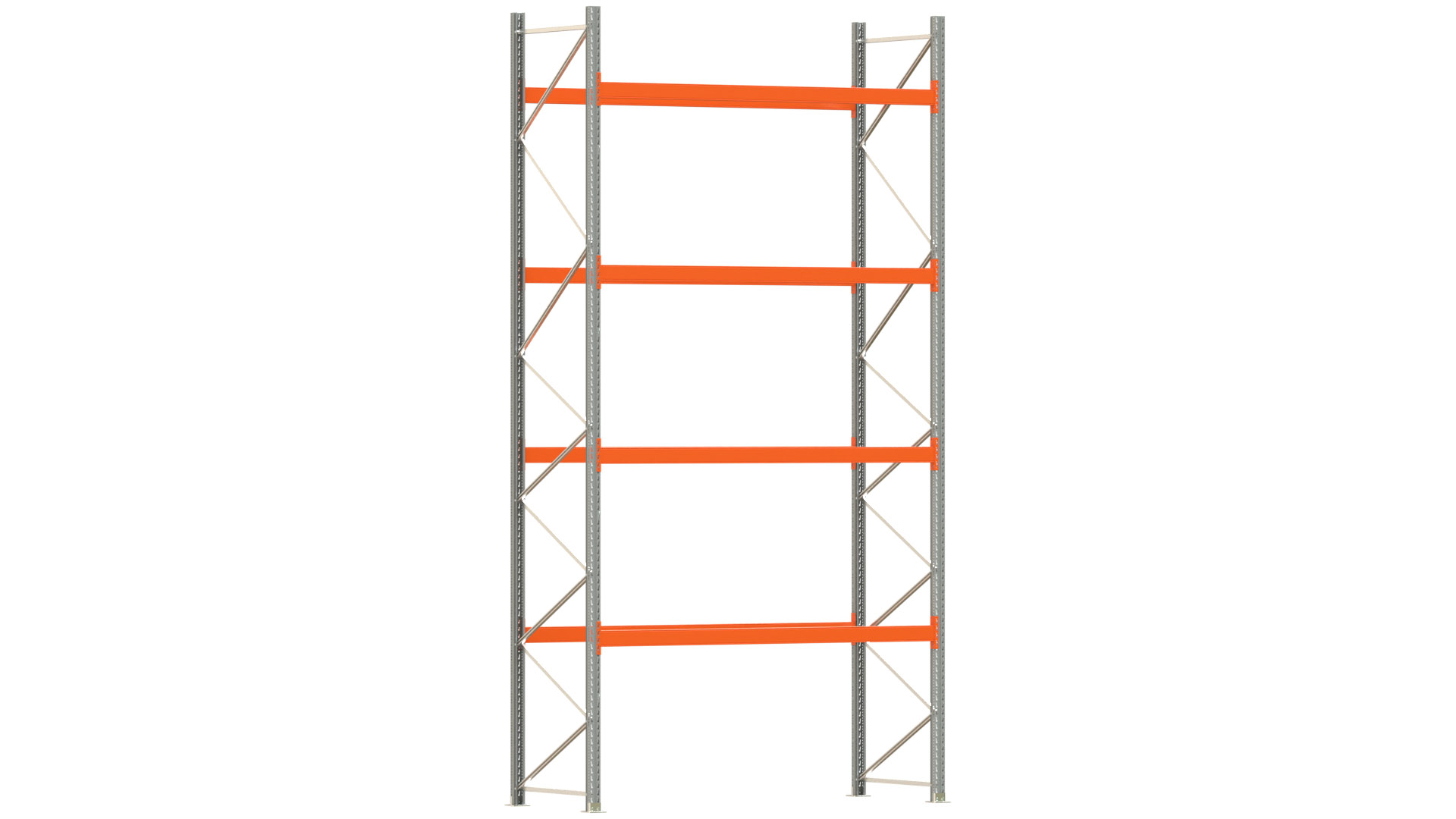 Palettenregal ARTUS - Breite 287 cm - Höhe 550 cm - Tiefe 110 cm - 4 Träger-Ebenen - Fachlast 2000 kg - 15 Palettenstellplätze