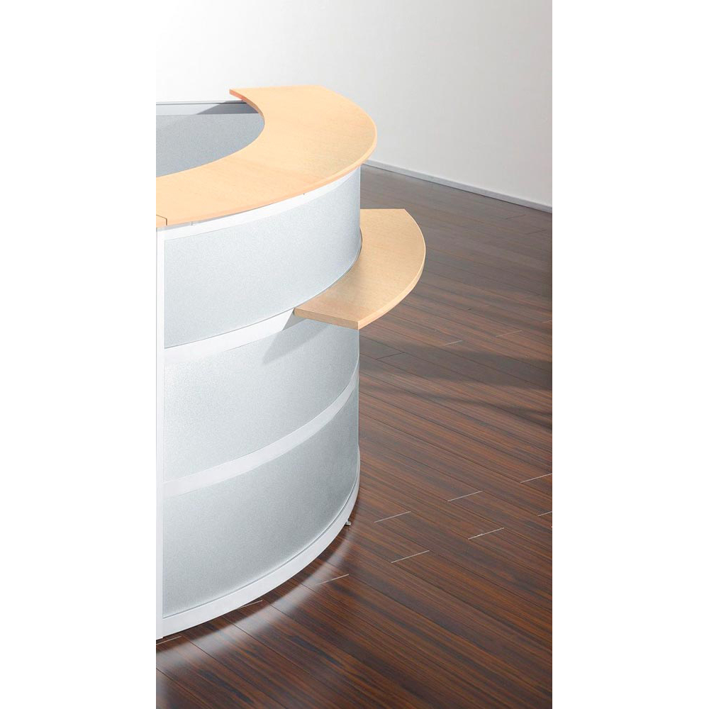 Grundtheke rund, Empfangstheke, Edelstahlfinish, Platte anthrazit, BxTxH 2200x850x1100mm