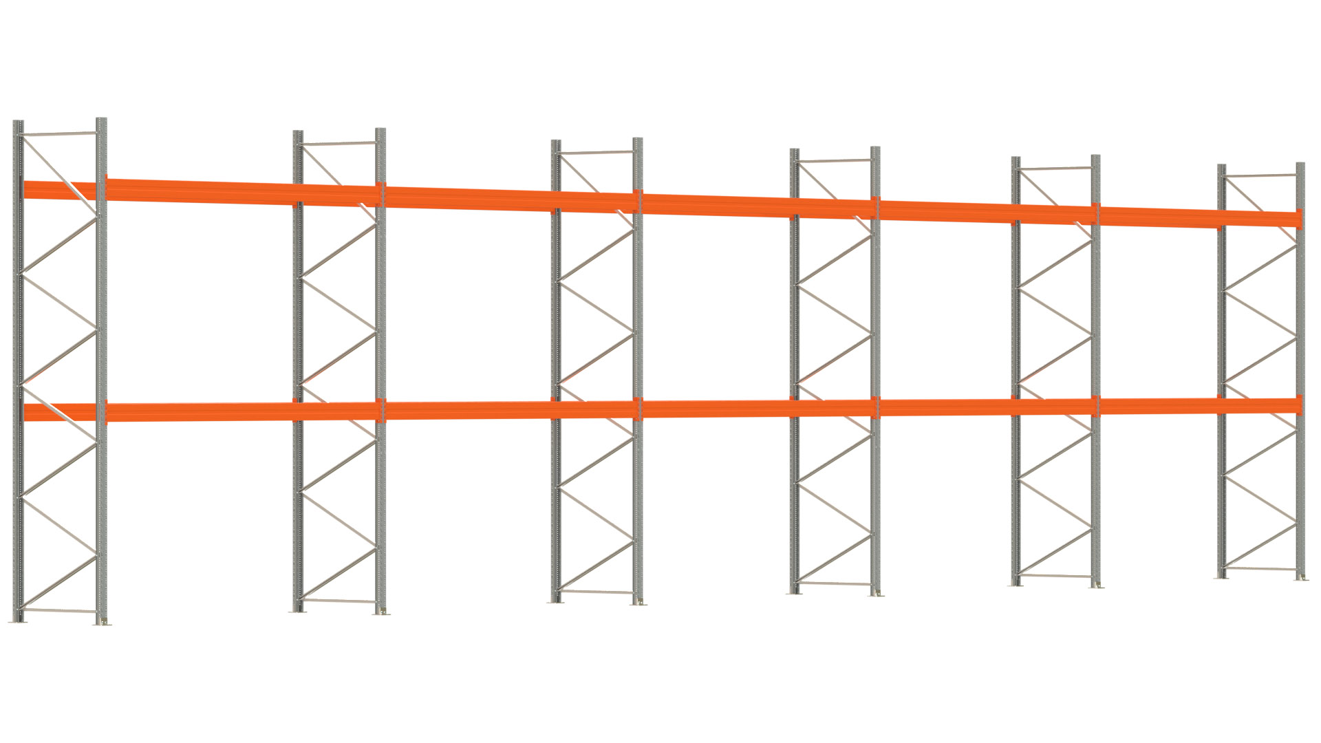 Palettenregal ARTUS - Breite 1851 cm - Höhe 450 cm - Tiefe 110 cm - Fachlast 3700 kg - 60 Palettenstellplätze