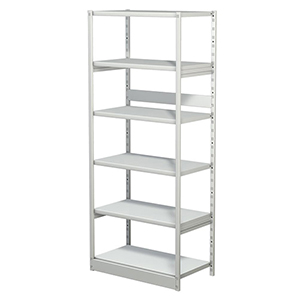 Aktenregal, Büroregal - Steckregal ohne Rückwand, Grundfeld, 6 Fachböden, 5 OH, BxTxH 750x400x1900 mm, lichtgrau