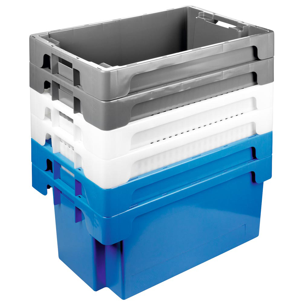 Drehstapelbehälter, blau,LxBxH 600x400x150 mm,  VE 2 Stück, Volumen 25 L, geschlossen