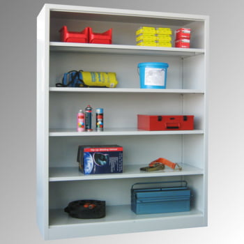 Flügeltürenschrank - Vollblechtüren - 1.950x1.500x400 mm (HxBxT) - 4 Einlegeböden verzinkt - Zylinderschloss - lichtgrau