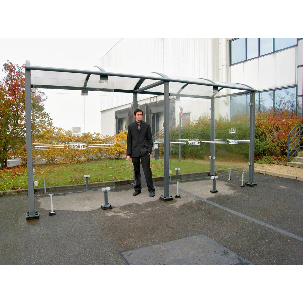 Raucherunterstand für bis 12 Personen, BxTxH 5000x4160xx3010 mm, Grundmodell ohne Wandverkleidung, 2 x nebeneinander, anthrazit