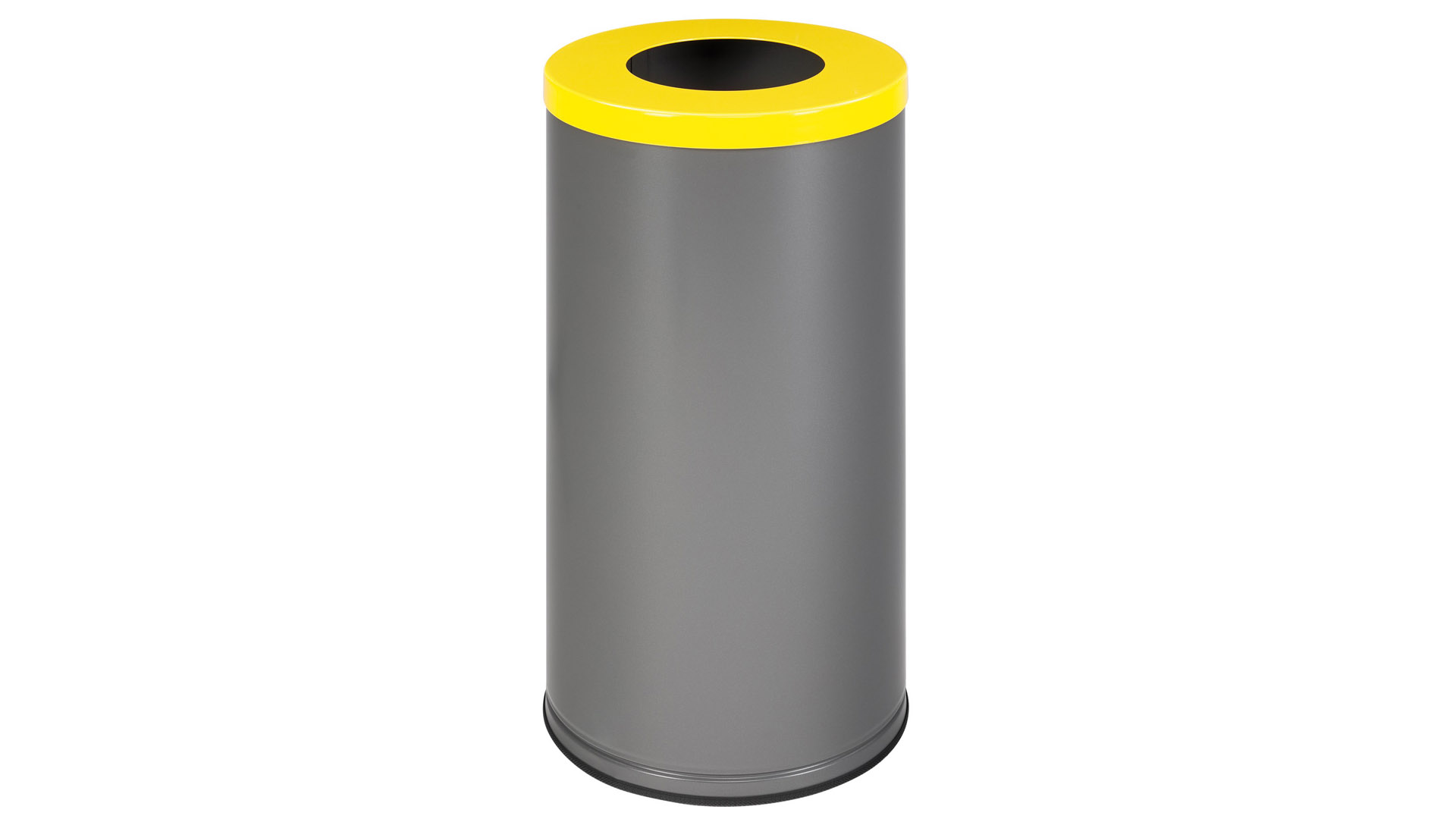 Wertstoffsammler, Stahlblech, Volumen 70 Liter, Durchm. 355 mm, Höhe 700 mm, Behälter eisenglimmer, Deckel gelb