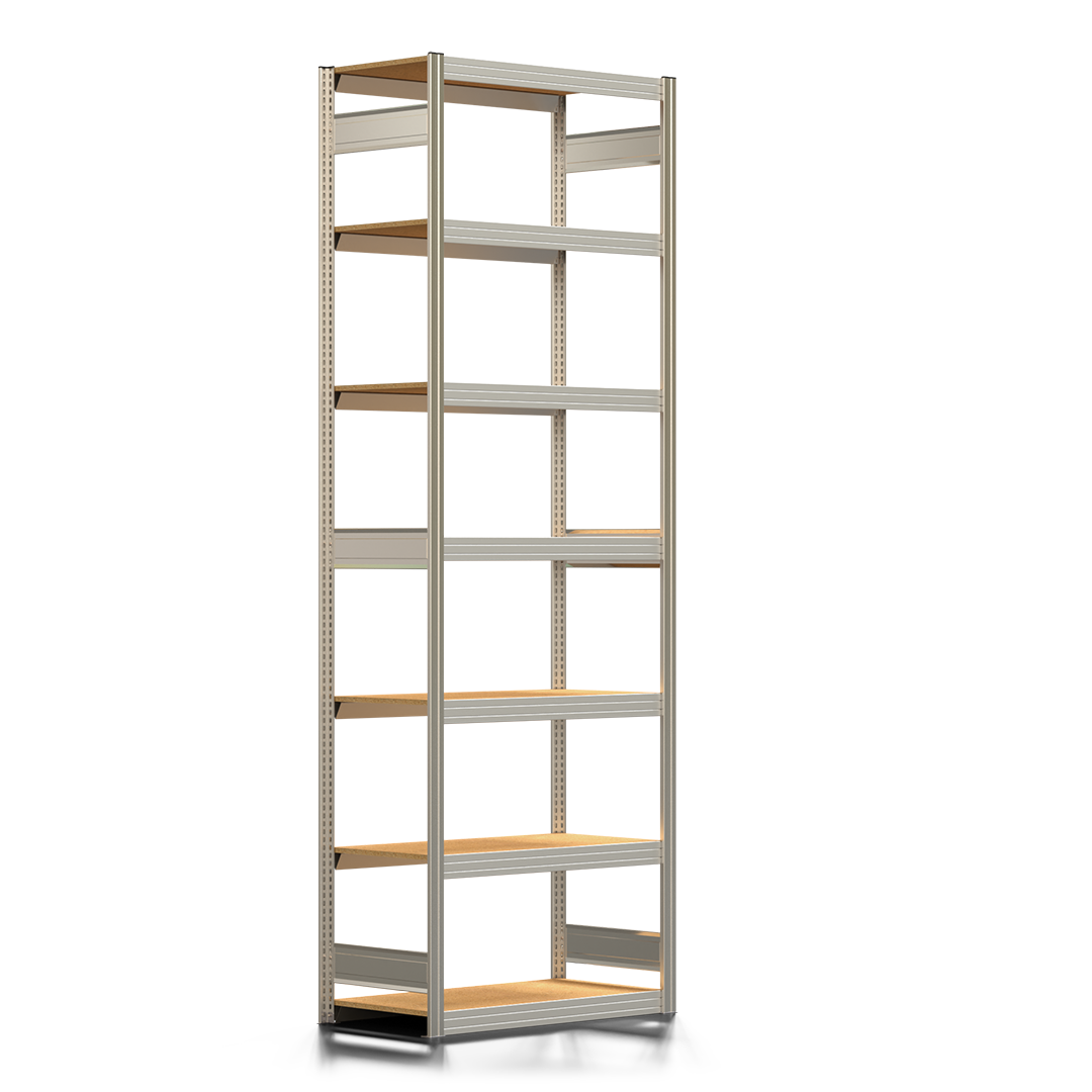 Fachbodenregal BERT - Breite: 100,5 cm - Tiefe: 50 cm - Höhe: 300 cm - 7 Böden - Grundregal