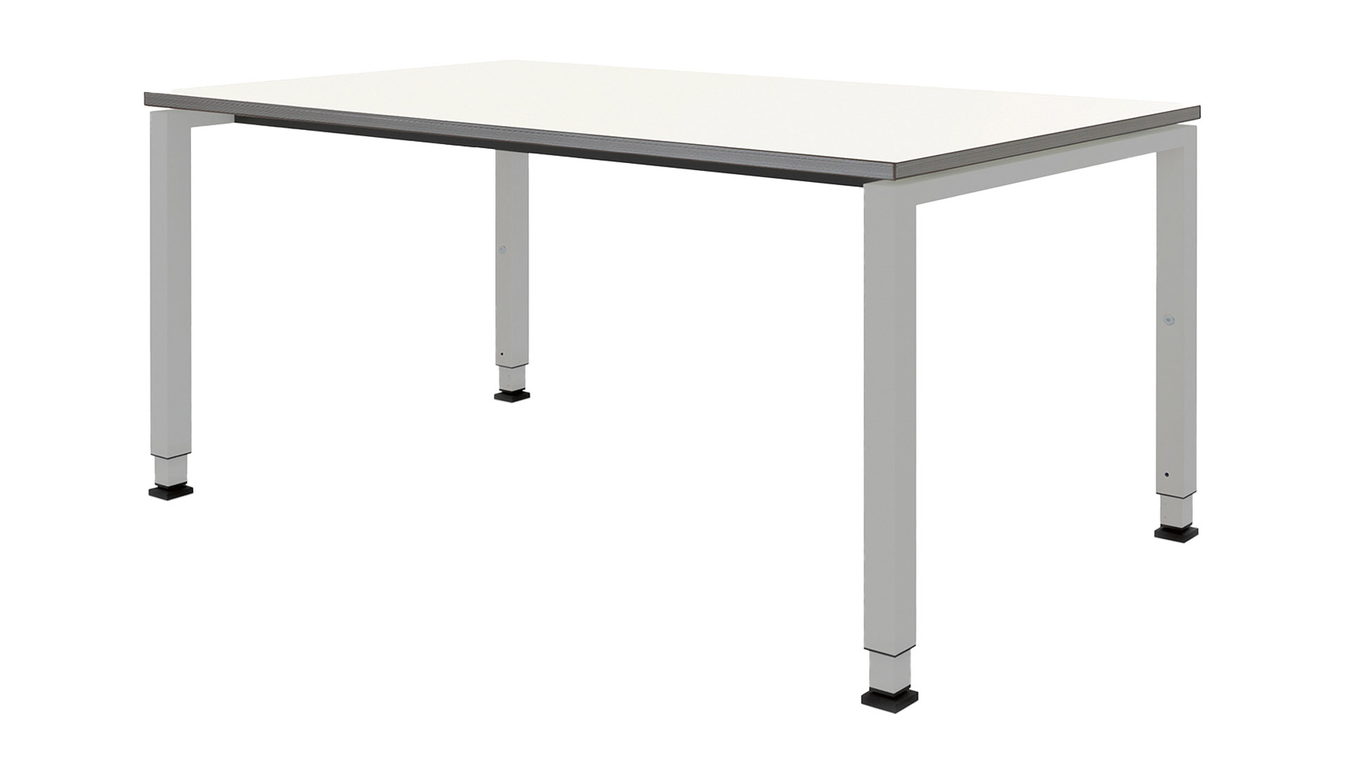 Schreibtisch, BxTxH 2200x900x650-850 mm, 4-Fuß Quadratrohr, Platte buche, ABS Umleimer, Gestell weißalu