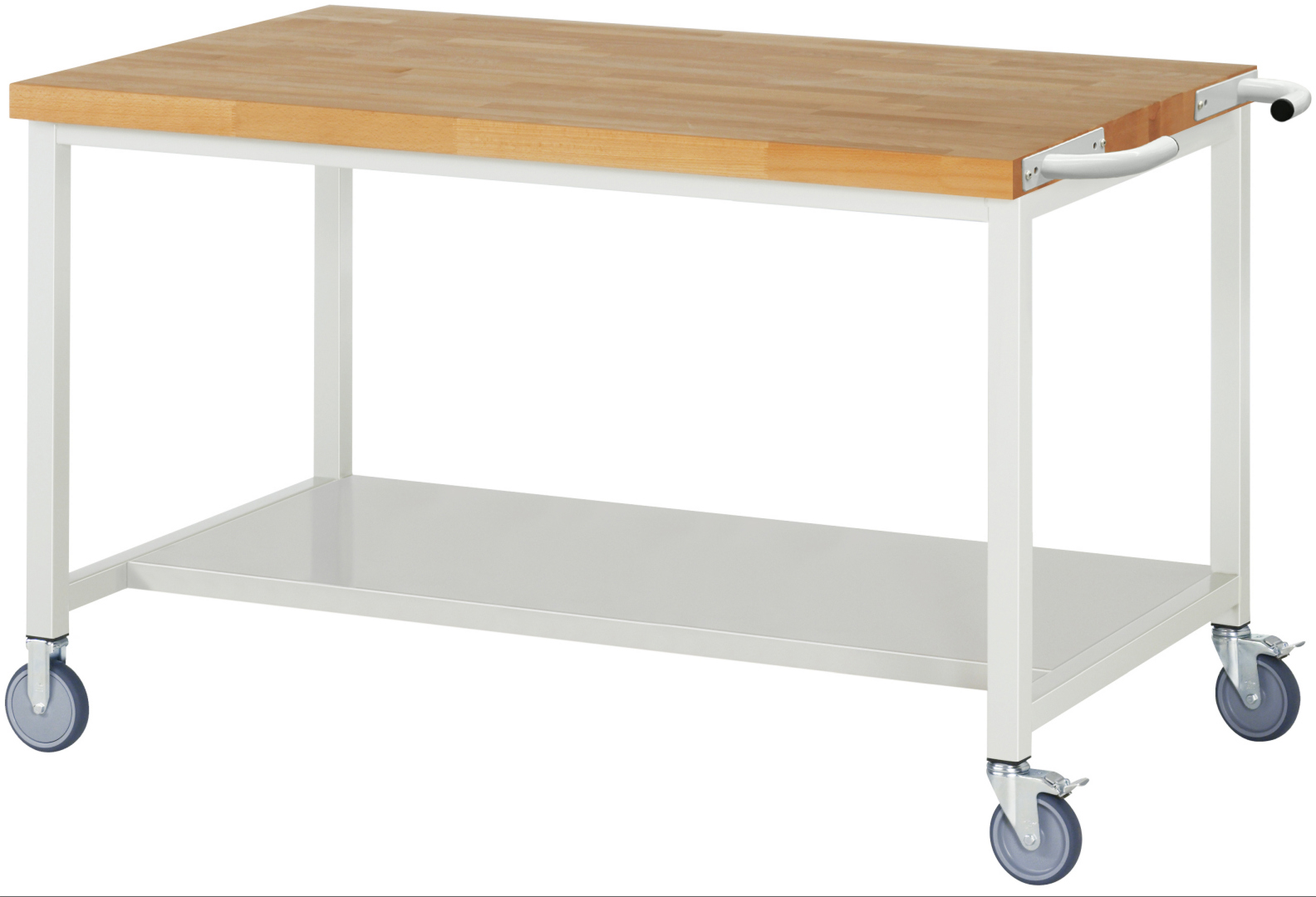 Fahrbare Werkbank Modell 8000 rot, BxTxH 1500x900x880 mm,  Buche-Massiv Arbeitsplatte 40 mm