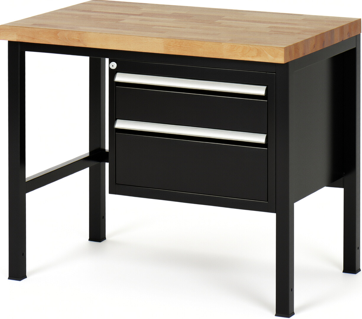 RAU Werkbank schwarz - Breite 100 cm - Tiefe 70 cm - Höhe 84 cm - Buche-Massiv Arbeitsplatte 40 mm