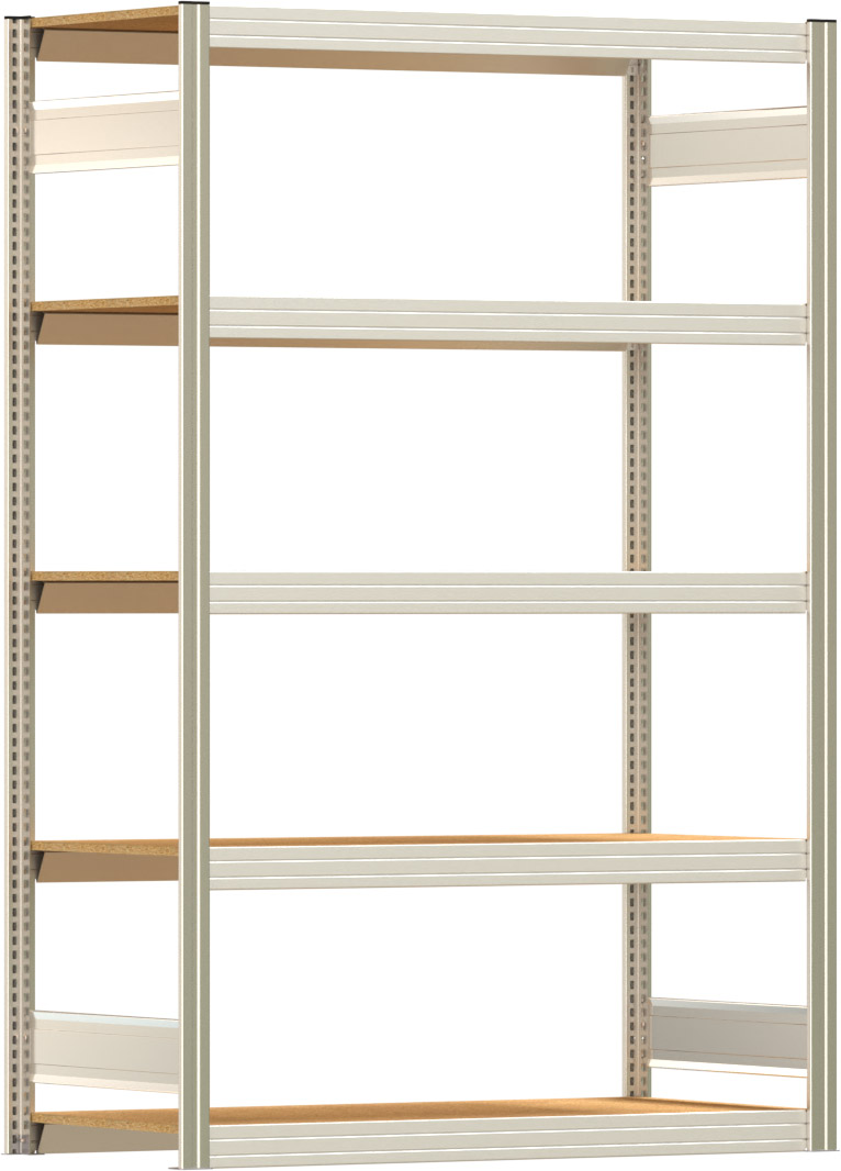 Fachbodenregal BERT - Breite: 128,5 cm - Tiefe: 60 cm - Höhe: 200 cm - 5 Böden - Grundregal