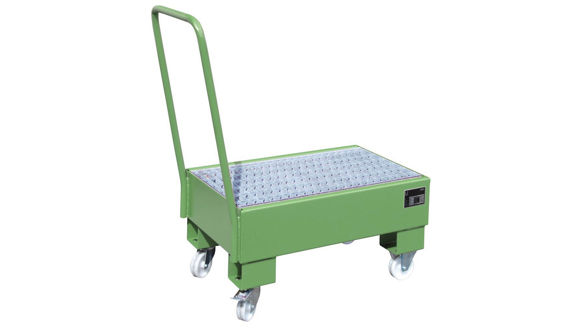 Fahrbare Auffangwanne - Volumen 61 l - mit Gitterrost - resedagrün