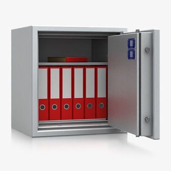 Dokumententresor, Geldschrank, Safe, VdS Klasse 2, 60 Minuten feuerfest, Türen 1-flügelig, 635 x 595 x 497 mm (HxBxT), Farbe lichtgrau (RAL 7035)