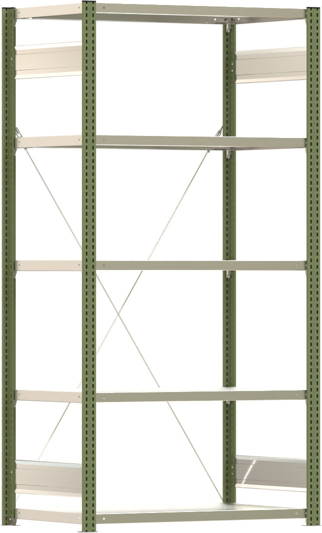 Fachbodenregal BERT - Breite: 100,5 cm - Tiefe: 60 cm - Höhe: 200 cm - 5 Böden - Grundregal