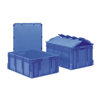 Euro-Stapelbehälter mit Deckel - Volumen 132 l - 60 kg - 338 x 600 x 800 mm (HxBxT) - Polypropylen - blau