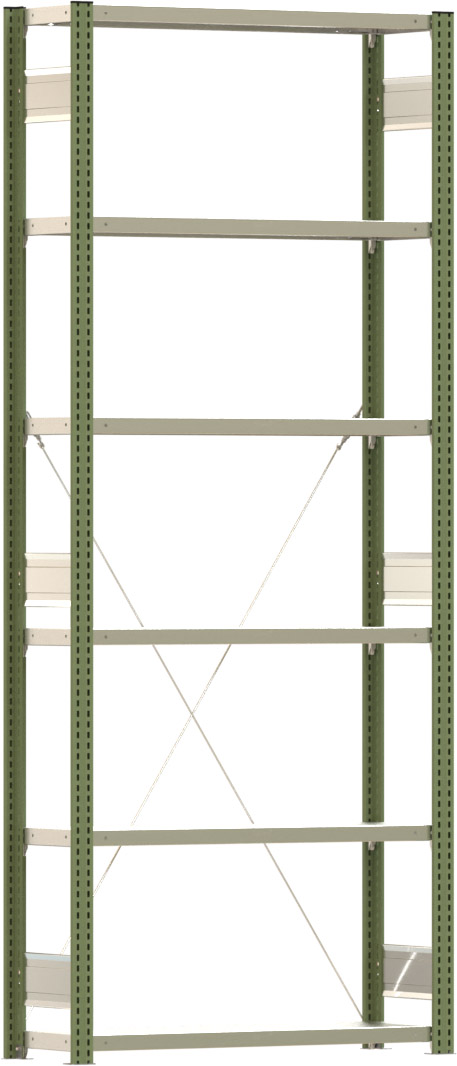 Fachbodenregal BERT - Breite: 100,5 cm - Tiefe: 30 cm - Höhe: 250 cm - 6 Böden - Grundregal