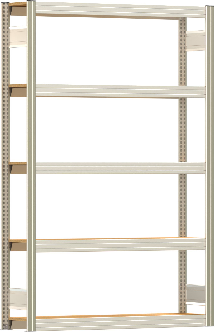 Fachbodenregal BERT - Breite: 128,5 cm - Tiefe: 30 cm - Höhe: 200 cm - 5 Böden - Grundregal