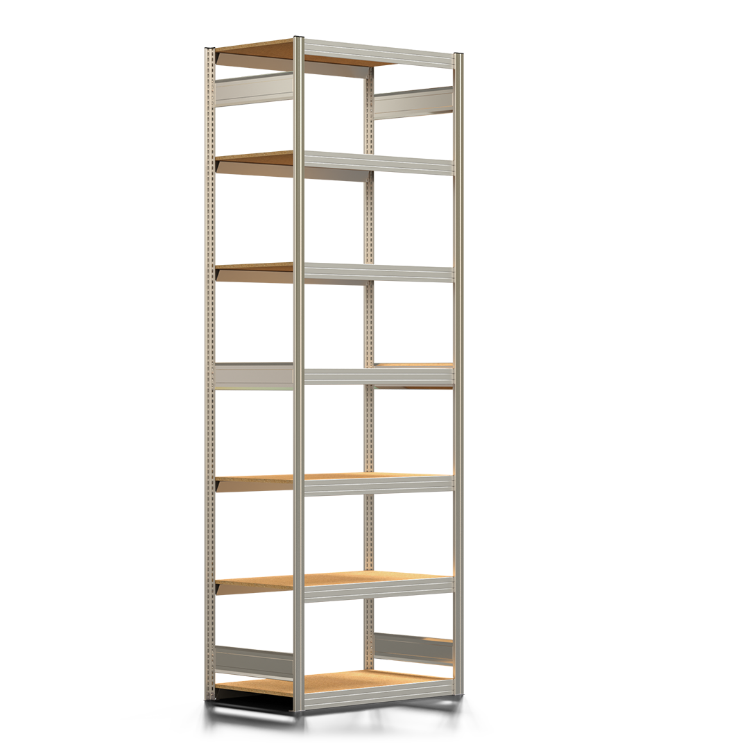 Fachbodenregal BERT - Breite: 100,5 cm - Tiefe: 60 cm - Höhe: 300 cm - 7 Böden - Grundregal