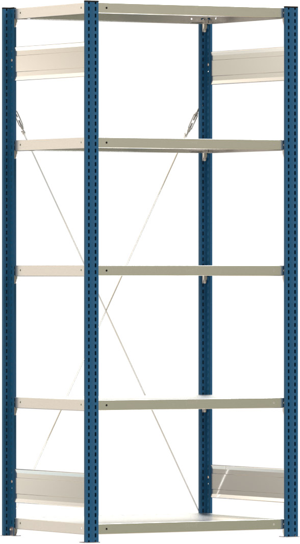 Fachbodenregal BERT - Breite: 87,5 cm - Tiefe: 60 cm - Höhe: 200 cm - 5 Böden - Grundregal