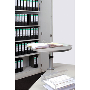 Tischpult, BxTxH 600x510x310-430 mm, melaminharzbeschichtete Platte grau, höhenverstellbar, neig- und drehbar, Klemmfuß