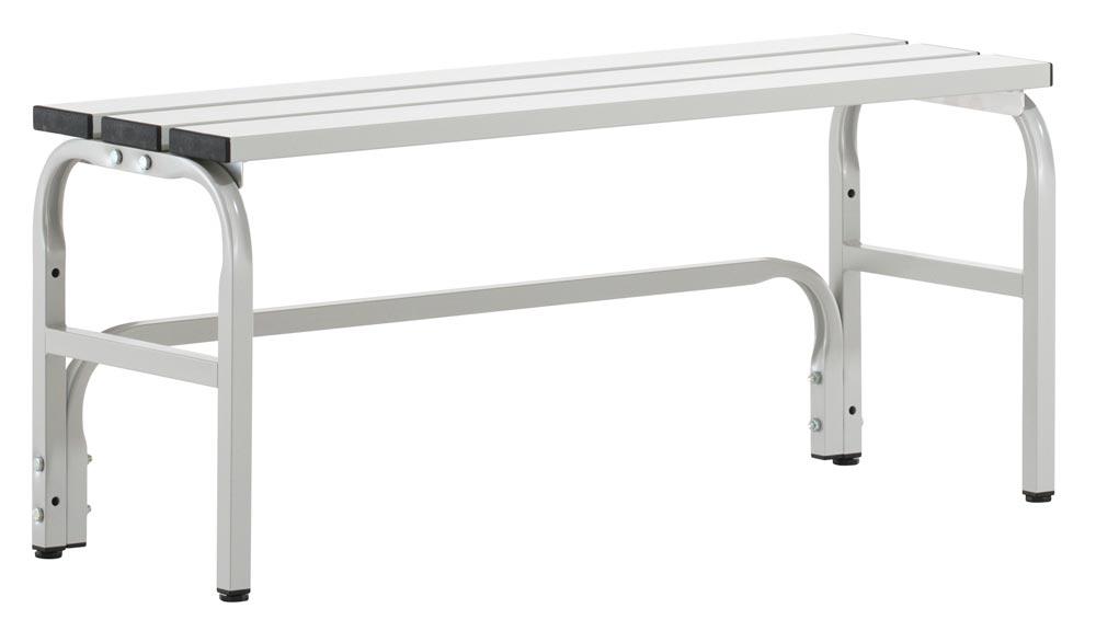 Garderobenbank, Sitzbank mit Aluleisten, Breite 101,5 cm, Höhe 45 cm, Tiefe 35 cm