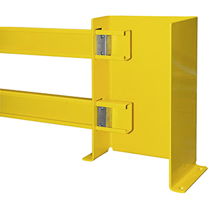 Regalschutz-Planken-Set, für Doppelregalreihe, Innenbereich, einstellbar von 2300-2700 mm, beschichtet in gelb, mit schwarzen Streifen