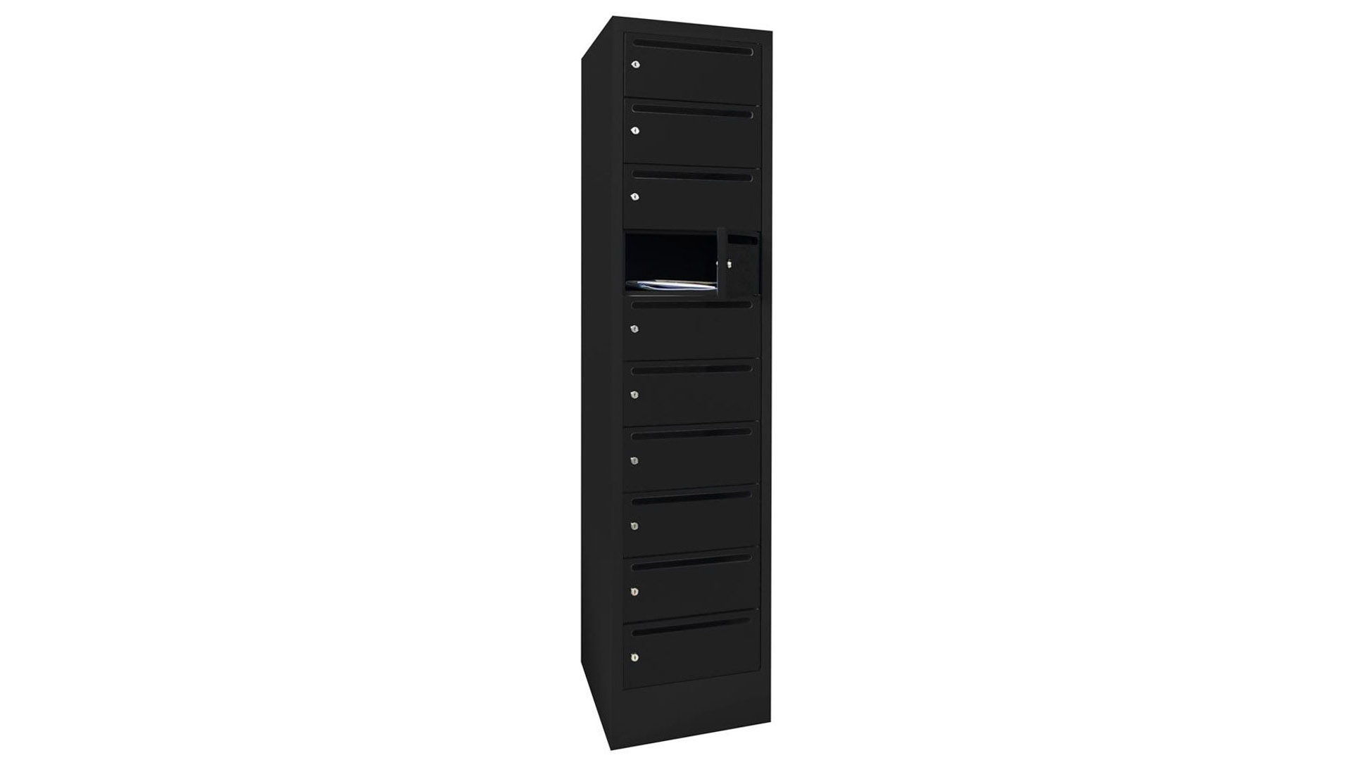 Postverteilerschrank, Breite 40 cm, Höhe 185 cm, Tiefe 50 cm, 10 Fächer
