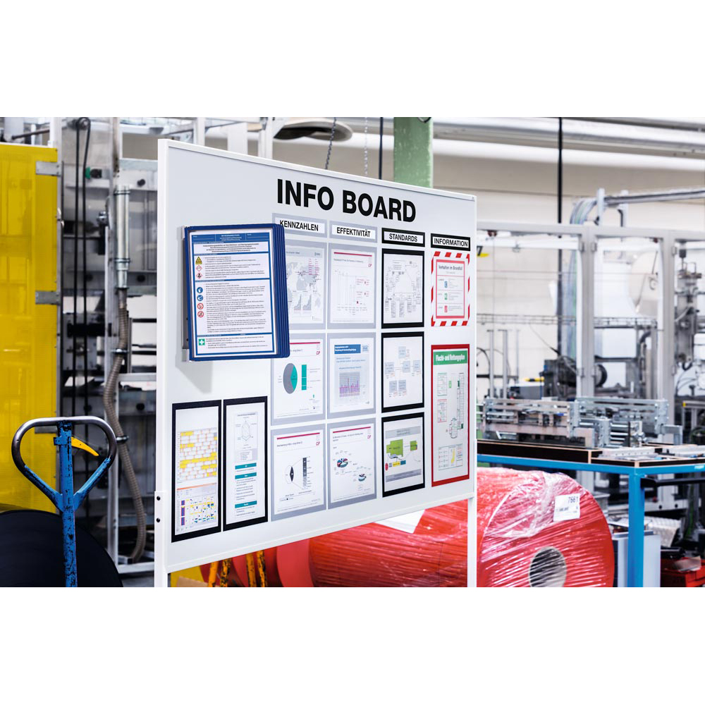 Sichttafelsystem, Wandhalter,  magnetisch, Metall, 5 Sichttafeln blau