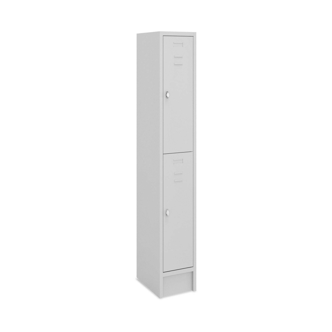 Doppelstock-Spind, 1 Abteil, 2 Fächer, Abteilbreite 30 cm, Höhe 180 cm, Breite 50 cm,  RAL 7035 Lichtgrau